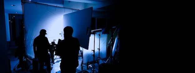 Professional lighting equipment and setup for film production